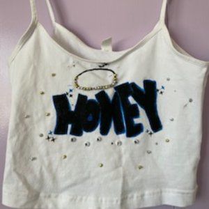 Honey ( White Cropped Tee )